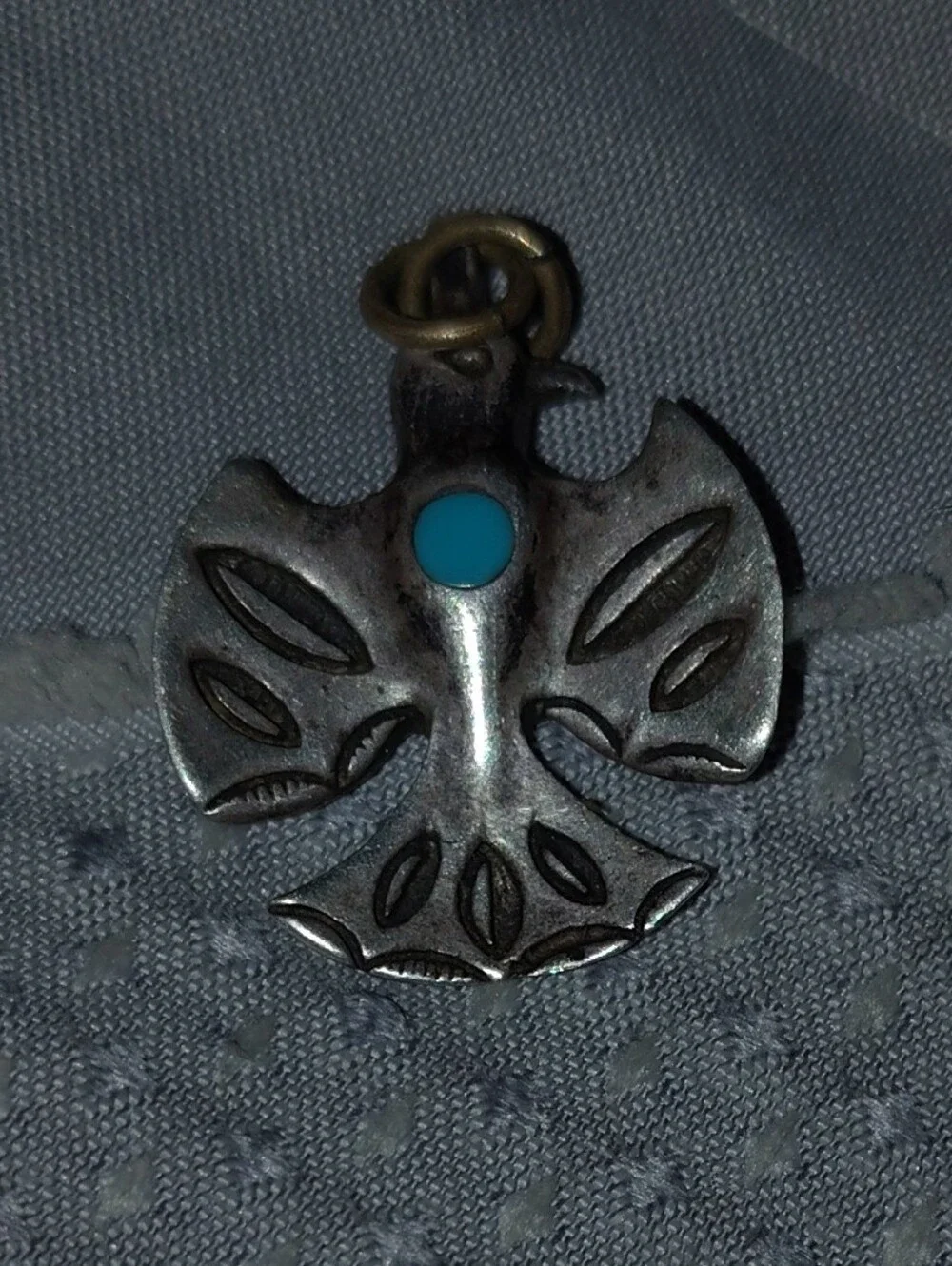 925 Sterling Silver Old Pawn Native Turquoise Pendant